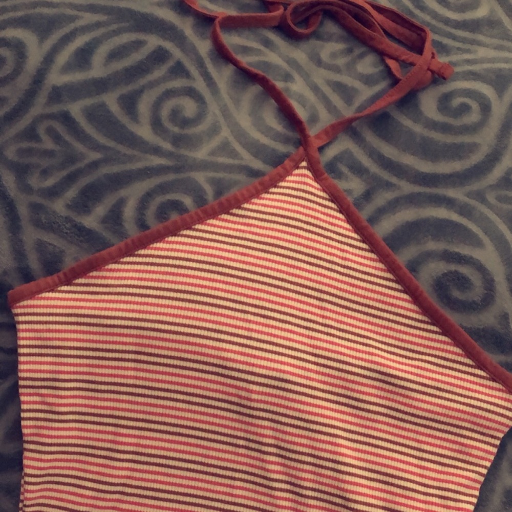 F21 Stripe halter crop top